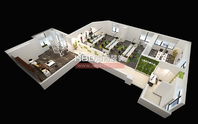 北京天然香妝品研究所辦公室設計 鳥瞰圖 北京天然香妝品研究所辦公室設計 鳥瞰圖